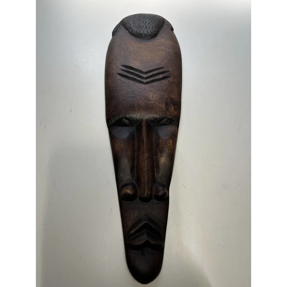 Vintage Carved Hard Wood African Style Mask Home Wall Decor 17